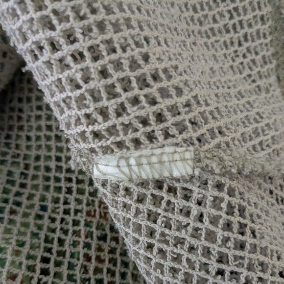 Net Top OS Tan Taupe Lagenook Button Funky Artsy Eclectic Beach Neutral Open - Picture 11 of 11